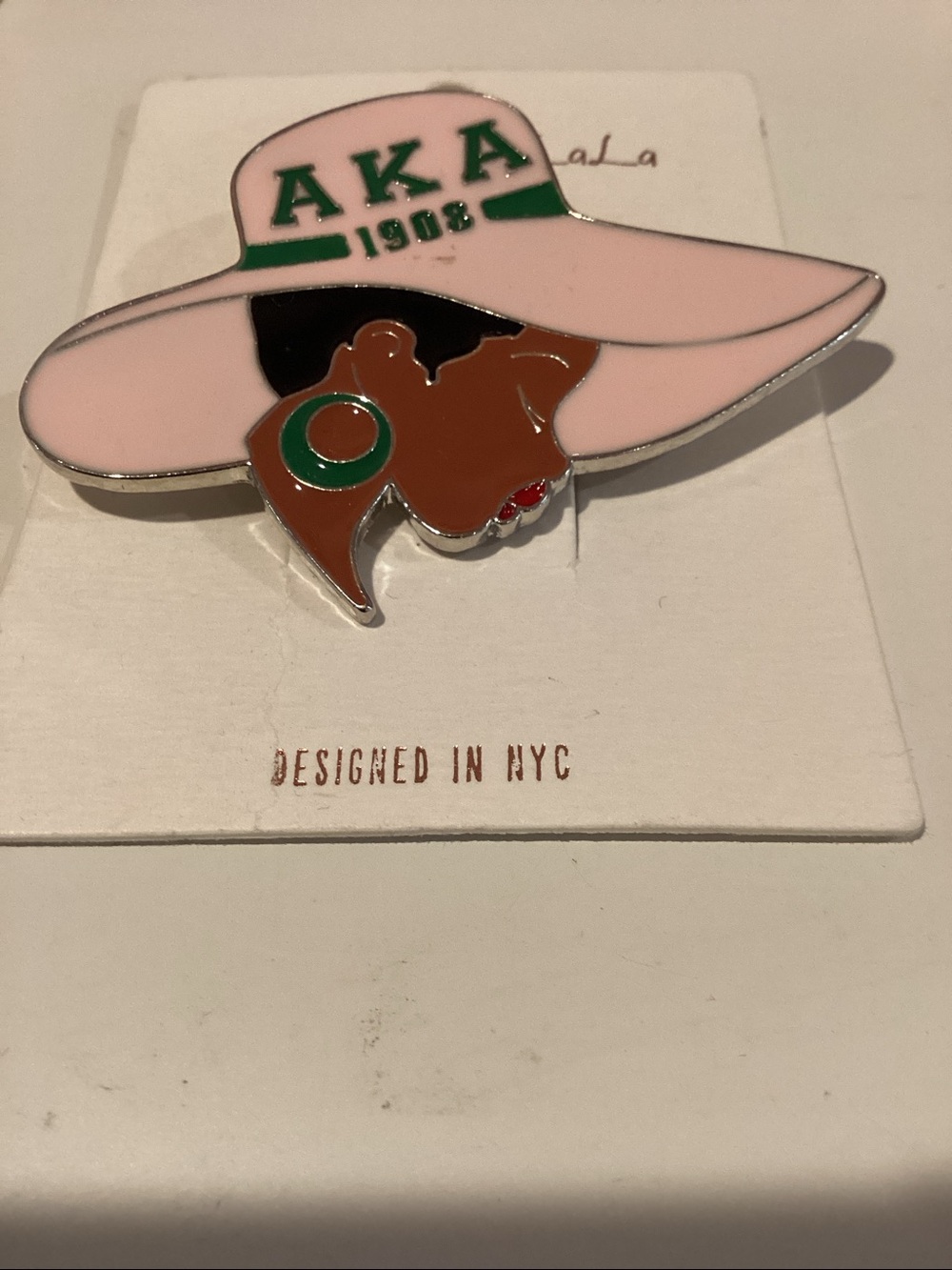 Pink AKA Hat Enamel Brooch by LuLu LaLa‎